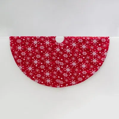 Gerson International 48 In. Diameter Snowflake Tree Skirt In Red