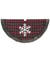 Gerson International 48in Buffalo Plaid Tree Skirt With Snowflake In Red