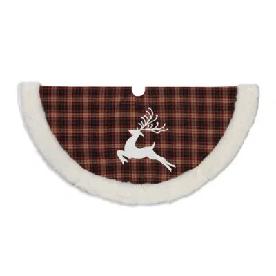 Gerson International 50 In. Reindeer Holiday Tree Skirt With Faux Fur Trim In Multi