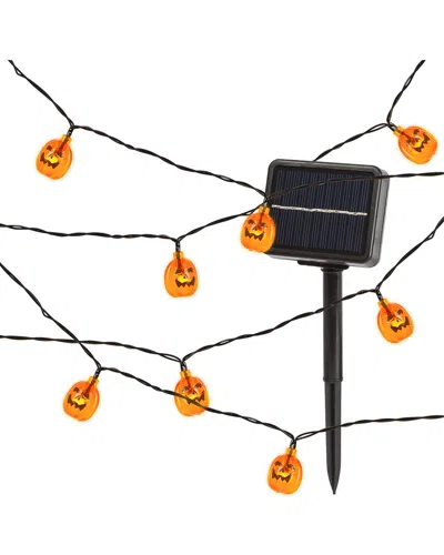Gerson International Everlasting Glow 5ft Acrylic Pumpkin Solar Light String In Orange