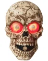 Gerson International Everlasting Glow 8in Lighted Animated Wall Hanging Skull With Sound Effects In White