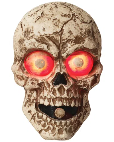 Gerson International Everlasting Glow 8in Lighted Animated Wall Hanging Skull With Sound Effects In White