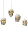 Gerson International Everlasting Glow Set Of 4 Battery Operated Resin Hanging Skull Appear To Be Hanging Mid-air In Ivory