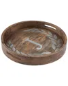Gerson International Gg Collection Heritage Collection Mango Wood Round Tray Letter J