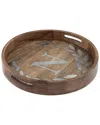 Gerson International Gg Collection Heritage Collection Mango Wood Round Tray Letter N