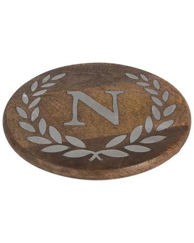 Gerson International Gg Collection Heritage Collection Mango Wood Round Trivet Letter N