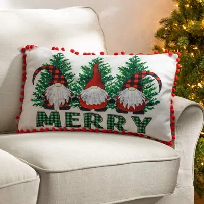Gerson International Holiday Gnome Design Throw Pillow Set Of 2 In Multi