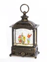 Gerson International Lighted Spinning Water Globe Lantern In Brown