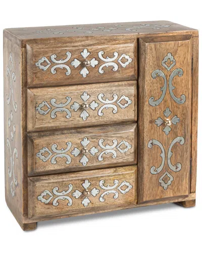 Gerson International Mango Wood With Metal Inlay Heritage Jewelry Box