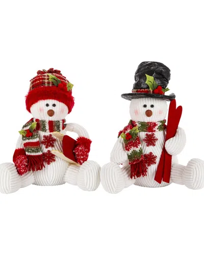 Gerson International S2 12 H Holiday Soft Sculpture Sitting Snowman W H In White
