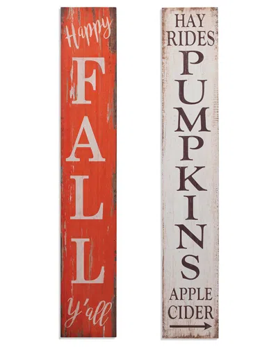 Gerson International Set Of 2 47.25in Wood Harvest Porch Signs