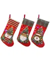 Gerson International Set Of 3 20-in H B/o Lighted Stocking 3 Styles In Red