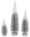 Gerson International Set Of 3 Grey To White Ombre Bottle Brush Trees In Grey