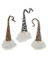 Gerson International Set Of 3 Leopard Print Gnomes