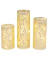 Gerson International ™ Set Of 3 Lighted Glass Luminaries, Illuminated By String Lights In Gold
