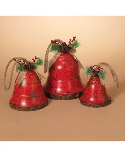 Gerson International Set Of 3 Nested Red Metal Holiday Bells