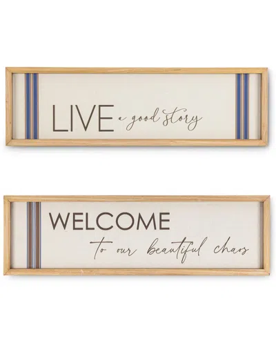 Gerson International Set Of Two 11.75-in L Wood And Linen Inspirational In Brown
