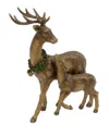 Gerson International Traditional Christmas Reindeer Decor With Baby Tabletop Accent In Brown