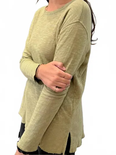 Gerties Longsleeve Crew Tee In Fern In Gray