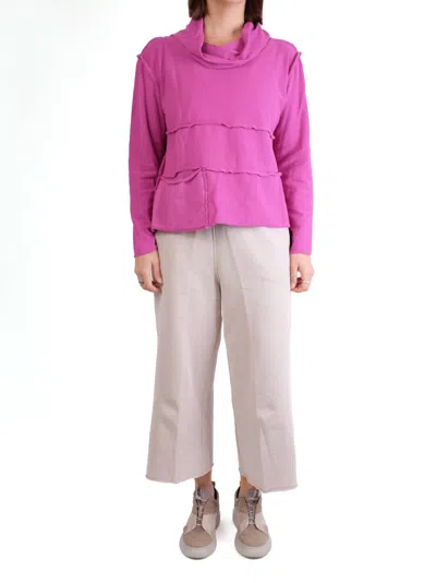 Gerties Seamed Cowl Neck Long Sleeve Top In Jazzberry