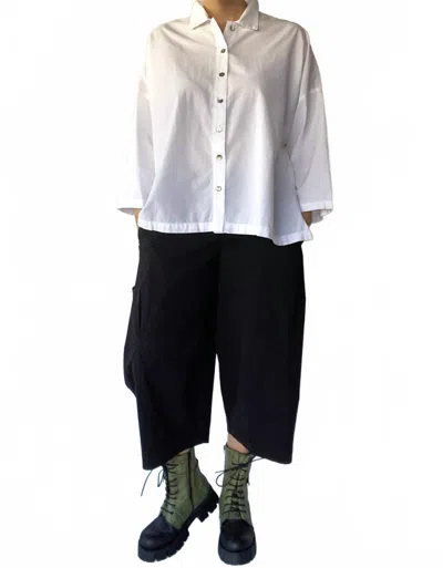 Gerties Snap Front Wide Leg Pants In Black