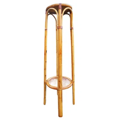 Pre-owned Gervasoni Bamboo And Rattan Vase Stand In Brown