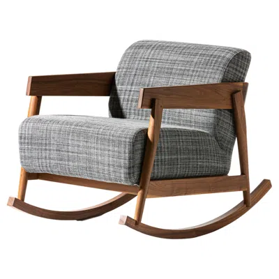 Pre-owned Gervasoni Brick Rocking Chair In Lisboa 05 Upholstery With Natural Walnut Base In Gray