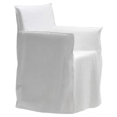 Pre-owned Gervasoni Chair With Armrests  Ghost 25 Design Paola Navone - Lino Bianco In Gray