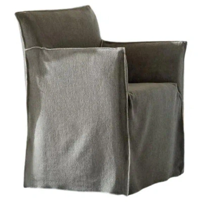 Pre-owned Gervasoni Chair With Armrests  Ghost 25 Design Paola Navone - Terre De Lin Eden In Gray