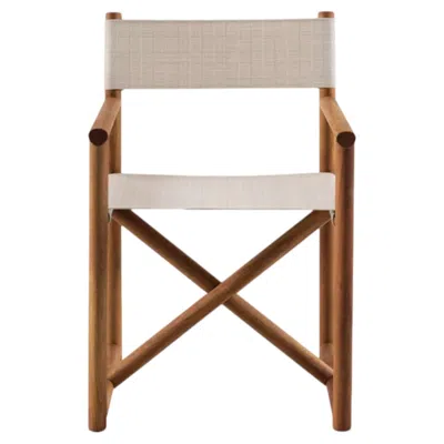 Pre-owned Gervasoni Chair With Armrests  Hashi 24 Design Federica Biasi - Iroko - Beige In Brown