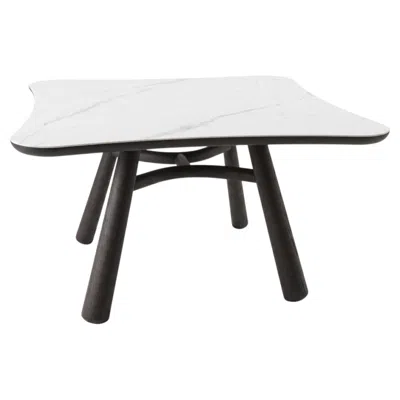 Pre-owned Gervasoni Club 132 Square Table - Calacatta Oro Stoneware Top In Brown