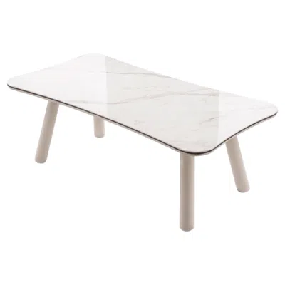 Pre-owned Gervasoni Club 134 Rectangular Table - Ash Wood - Calacatta Oro Stoneware Top In Brown