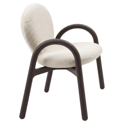 Pre-owned Gervasoni Club 224 Chair With Arms - Design Roberto Lazzeroni - Charcoal-stained In Brown