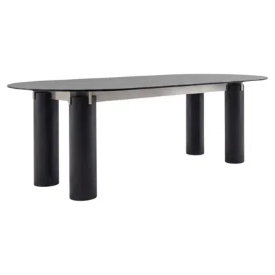 Pre-owned Gervasoni Daen 33 Oval Table With Glass Top – Design Federico Peri In Brown