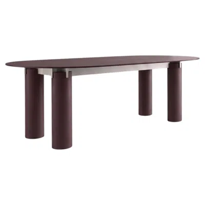 Pre-owned Gervasoni Daen 33 Oval Table With Glass Top – Design Federico Peri - Date In Brown