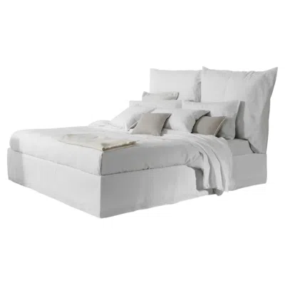 Pre-owned Gervasoni Double Double Bed With 180 Cm Slatted Base (70.9 In) – Lino Bianco In Brown