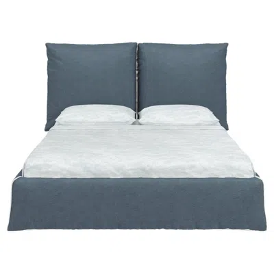 Pre-owned Gervasoni Double E Bed In Munch Upholstery & Walnut Feet By Paola Navone In Gray