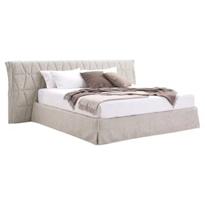Pre-owned Gervasoni Gem 81 Double Bed With Slatted Base 180 Cm (70.9 In) In Gray