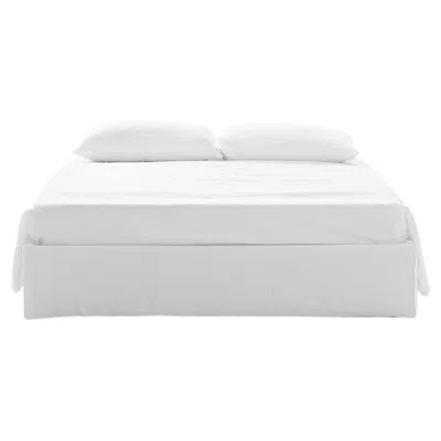 Pre-owned Gervasoni Ghost 80 El Bed In White Linen Upholstery By Paola Navone