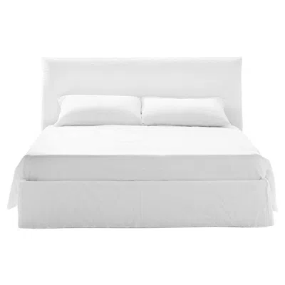 Pre-owned Gervasoni Ghost 80 Queen Knock Down Bed In White Linen Upholstery, Paola Navone