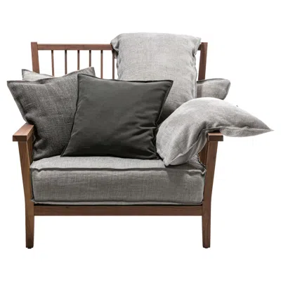 Pre-owned Gervasoni Gray 01 Lounge Chair In Walnut With Rye Upholstery By Paola Navone