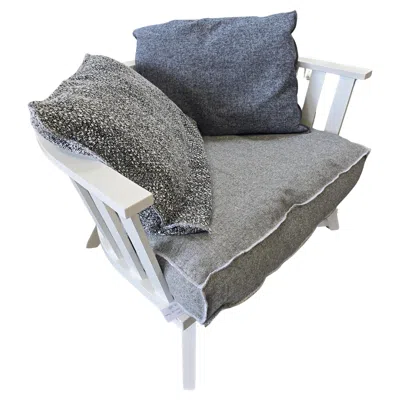Pre-owned Gervasoni Gray Indoor Wooden Lounge Armchair By  With Painted Frame And Cushions