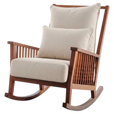 Pre-owned Gervasoni Inout 709 Rocking Chair - Design Paola Navone - Oiled Iroko - Aspen In Brown