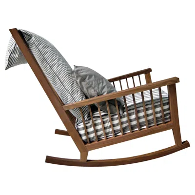 Pre-owned Gervasoni Inout 709 Rocking Chair In Berlin 03 Upholstery With Oiled Iroko Frame In Brown