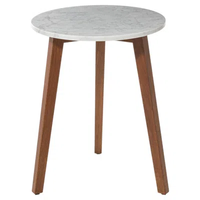 Pre-owned Gervasoni Inout 744 Round Coffee Table In Oiled Iroko And Carrara Marble Top In Brown