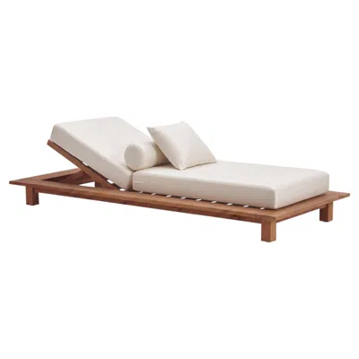 Pre-owned Gervasoni Inout 81 Daybed - Paola Navone - Natural Teak With Reclinable Backrest In Sand