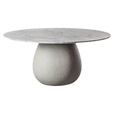 Pre-owned Gervasoni Inout 836 Round Table Paola Navone - Concrete Base And Carrara Marble In Gray
