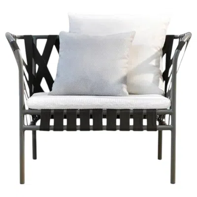Pre-owned Gervasoni Inout 851 Armchair Design Paola Navone Aluminium With Elastic Weaving In Gray