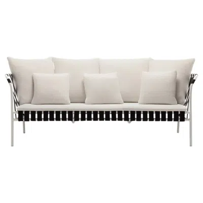 Pre-owned Gervasoni Inout 853 Sofa Design Paola Navone - Aluminium With Elastic Weaving In Gray
