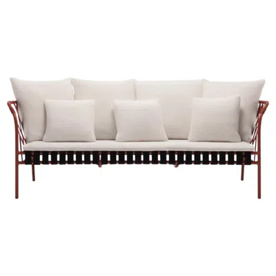 Pre-owned Gervasoni Inout 853 Sofa Design Paola Navone - Aluminium With Elastic Weaving In Sand